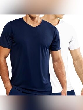 NWT - 2 Pack - XL Haimont Brand Navy and White V-Neck Shirts